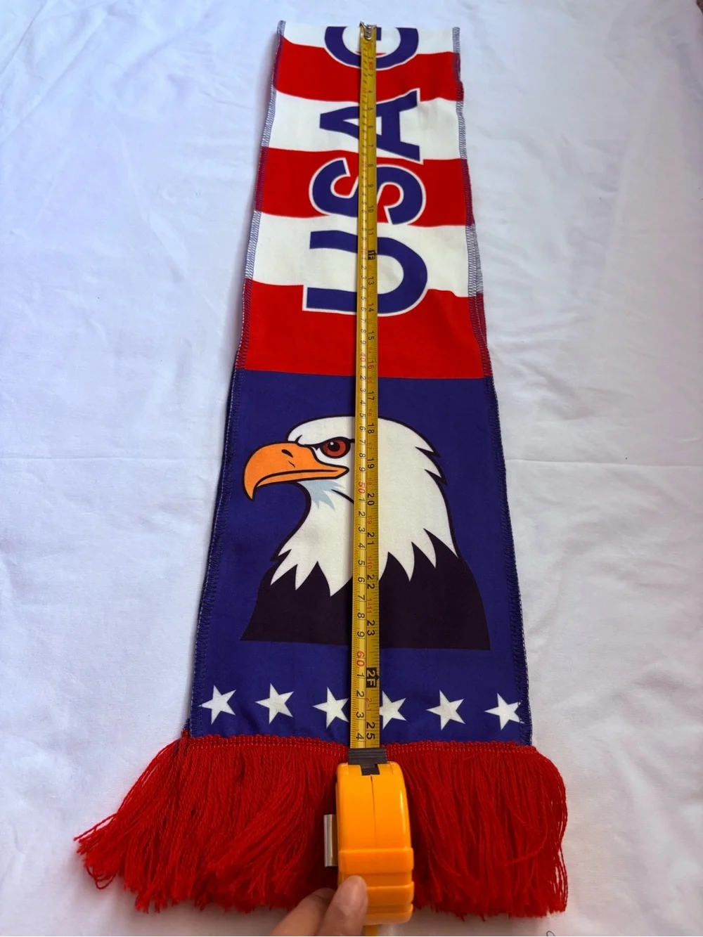 USA Goals Eagle Soccer Scarf Red White Blue